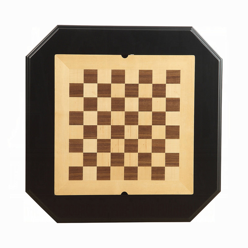 Table de jeu carrée avec base en piédestal en bois, Noir