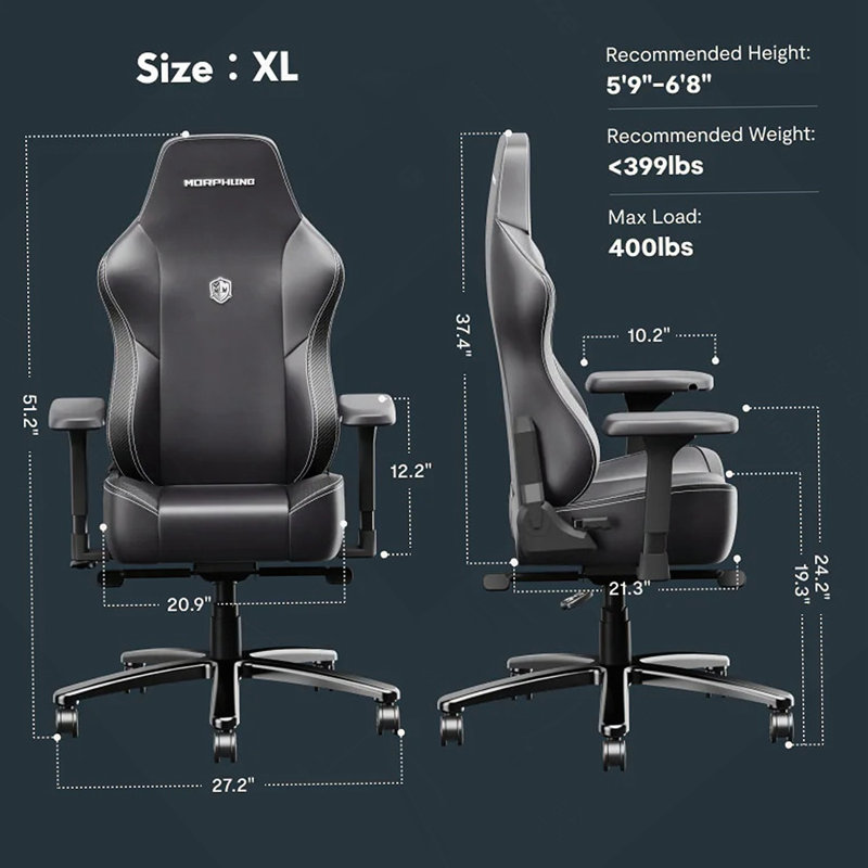 Fauteuil de jeu, Gris / Noir