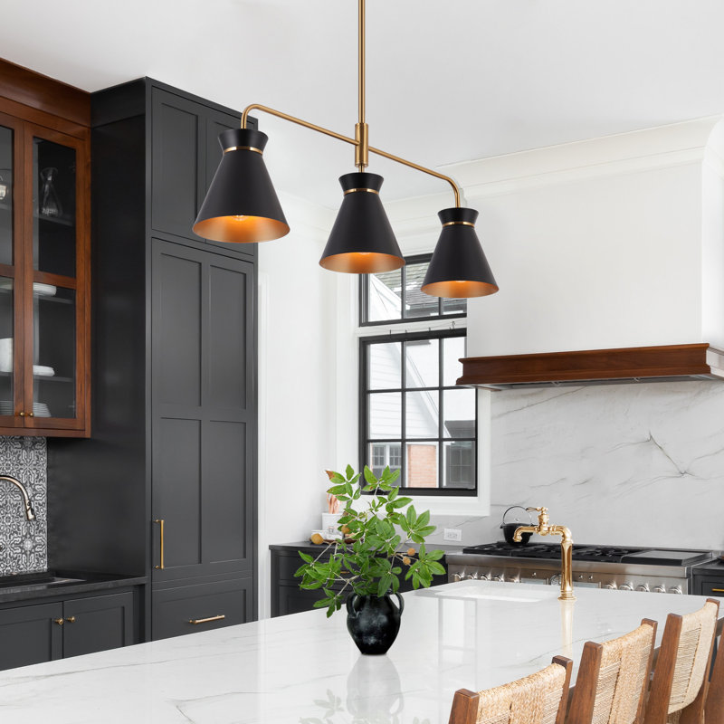 Luminaire suspendu linéaire à 3 lumières pour îlot de cuisine Latieka