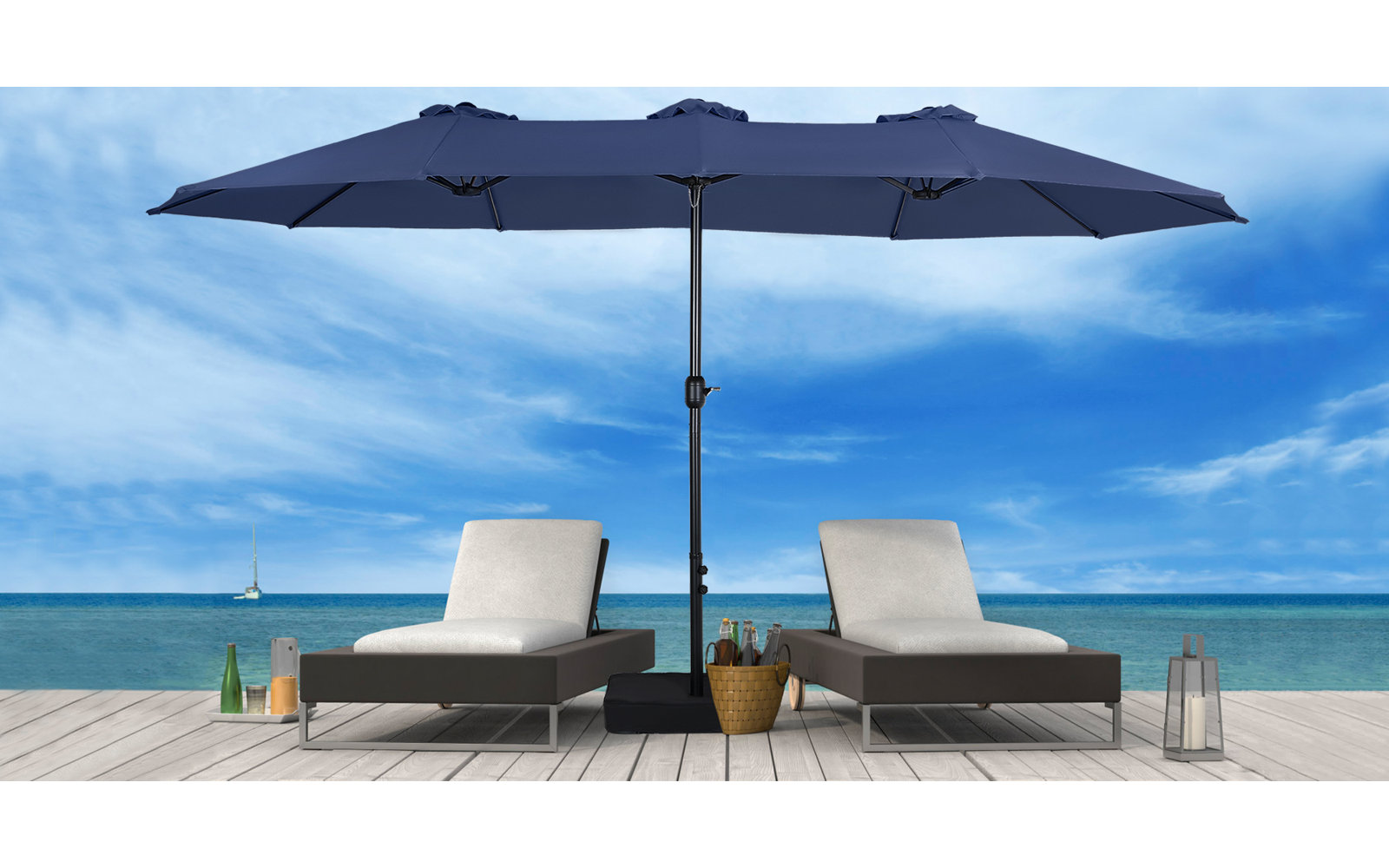 Nyasia 15' Market Umbrella, Navy