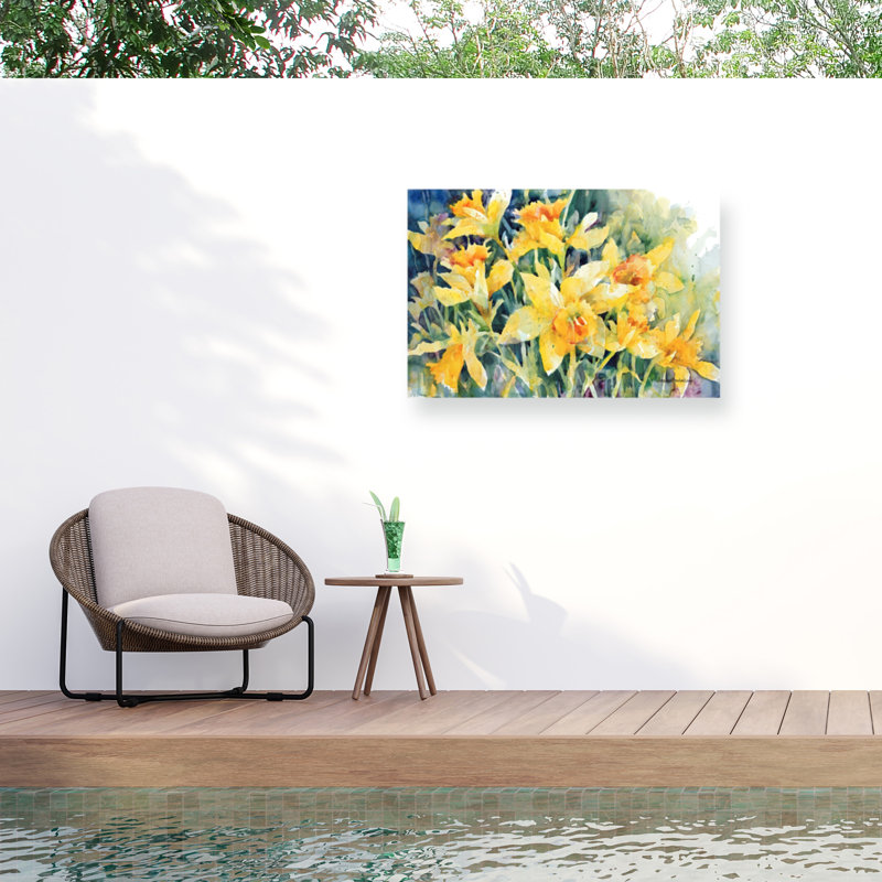 Toile extérieure Annelein Beukenkamp «Daffodil Party», H 16 po x l 24 po x P 1,5 po