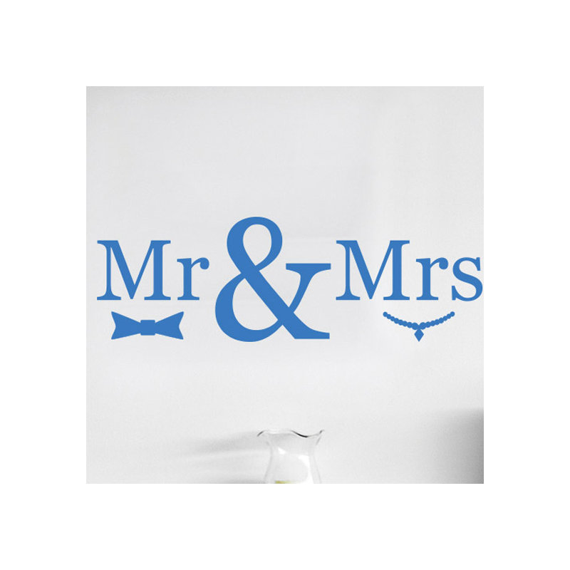 Mr Mrs Wall Sticker, Large, Blue