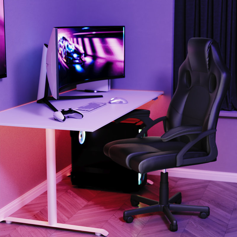 Office Desk Chair With Arms, Adjustable, Swivel, Comfortable Desk Chair, UKFR Certified, Black