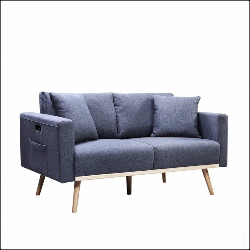 Causeuse Elio de style Mid-Century moderne avec charge USB, poches et coussins moelleux pour une assise confortable