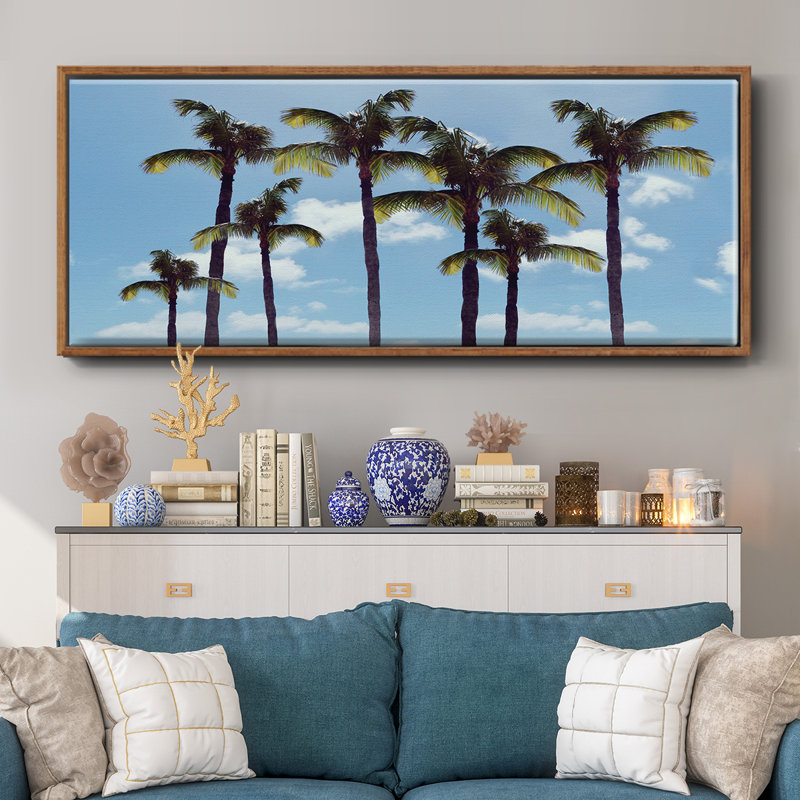Paradise Palms- Framed Canvas, 12" H x 30" W