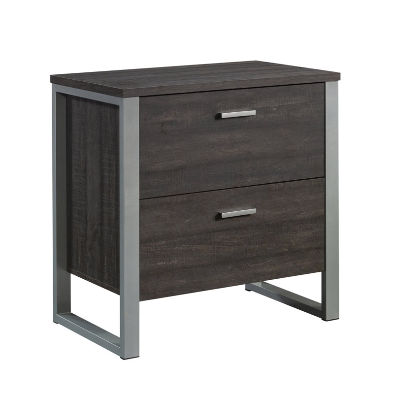 Classeur latéral contemporain brun foncé avec toutes les finitions, serrure, installation rapide pour armoire à espaces limités, glissières pleine extension, structure argentée, système, maison compacte