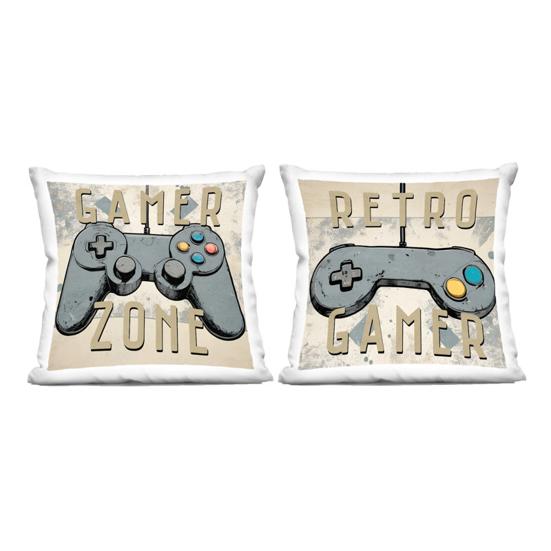 Coussin Stupell Industries Retro Gamer Controllers Design par Kim Allen (ensemble de 2)