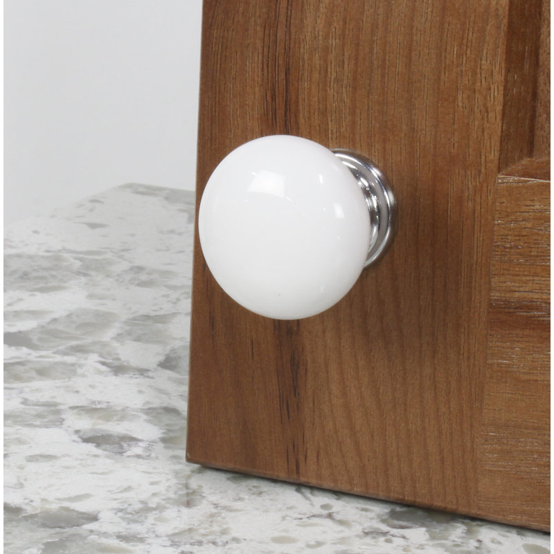 Poignée ronde peinte à la main de 1 3/8 po de diamètre Nordic, Chrome poli / céramique blanche