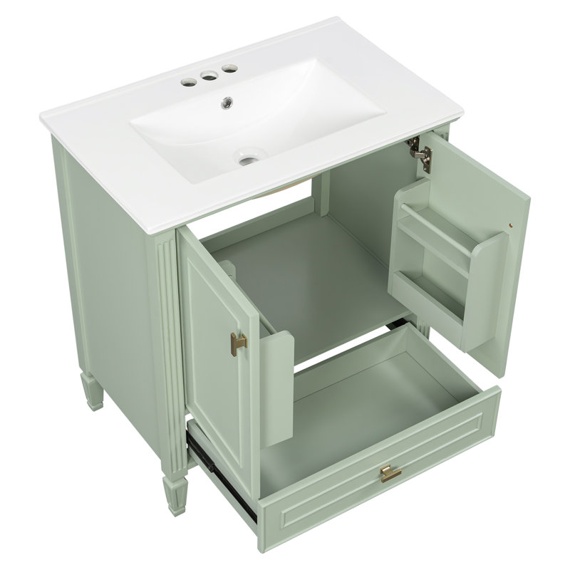 Meuble-lavabo 30 po avec lavabo en céramique, Vert