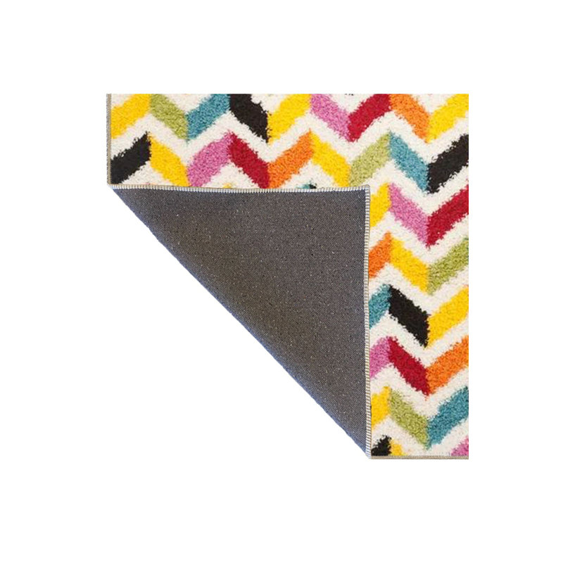 Tapis multicolore à motif géométrique rayé Cross Burst, Carré 3 pi 3 po