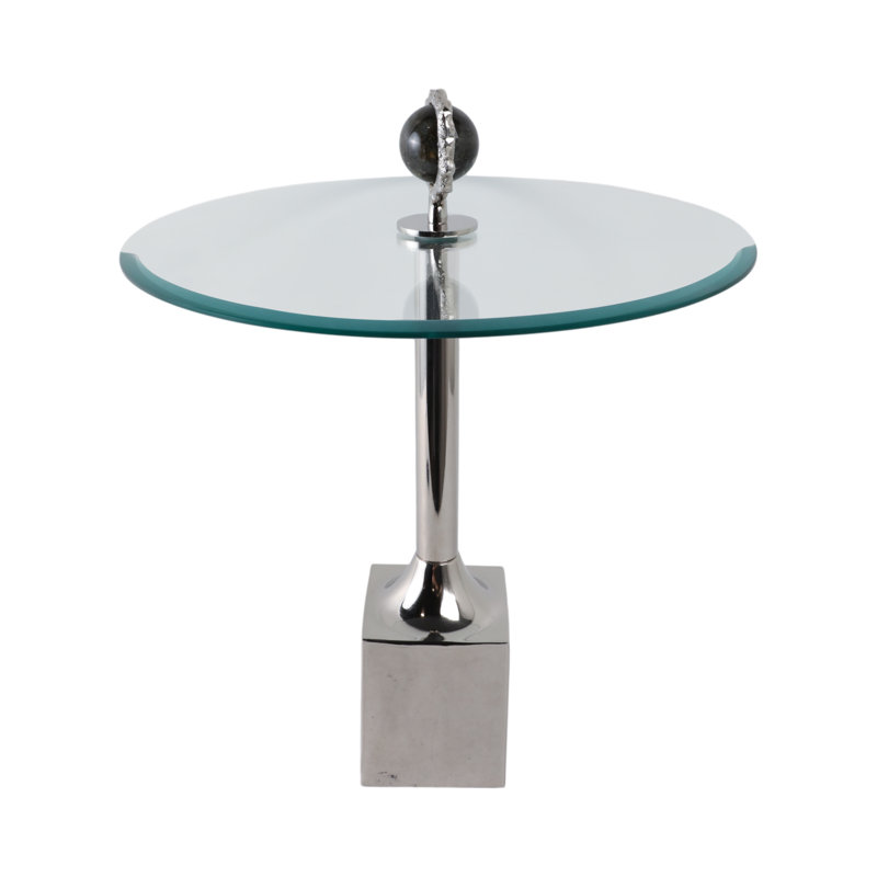 Sagebrook Home 23" Macklin Labradorite Stone Glass And Metal Accent, Silver