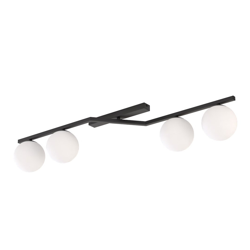 Glass Flush Mount, White, 4 Lights