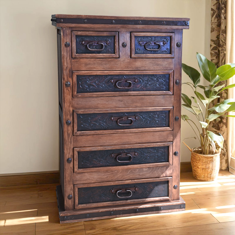 Sierra Forge Hand-Tooled Copper 5-Drawer Chest