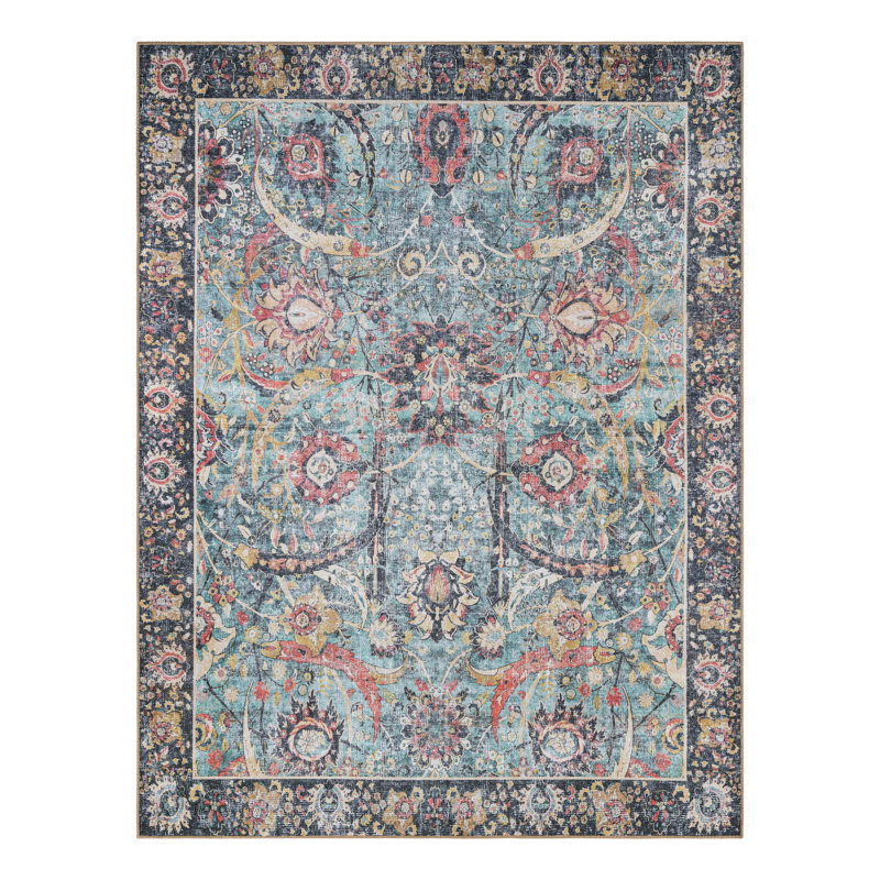 Maelei Performance Chenille Floral Indoor Rug, Rectangle 7'10" x 10'