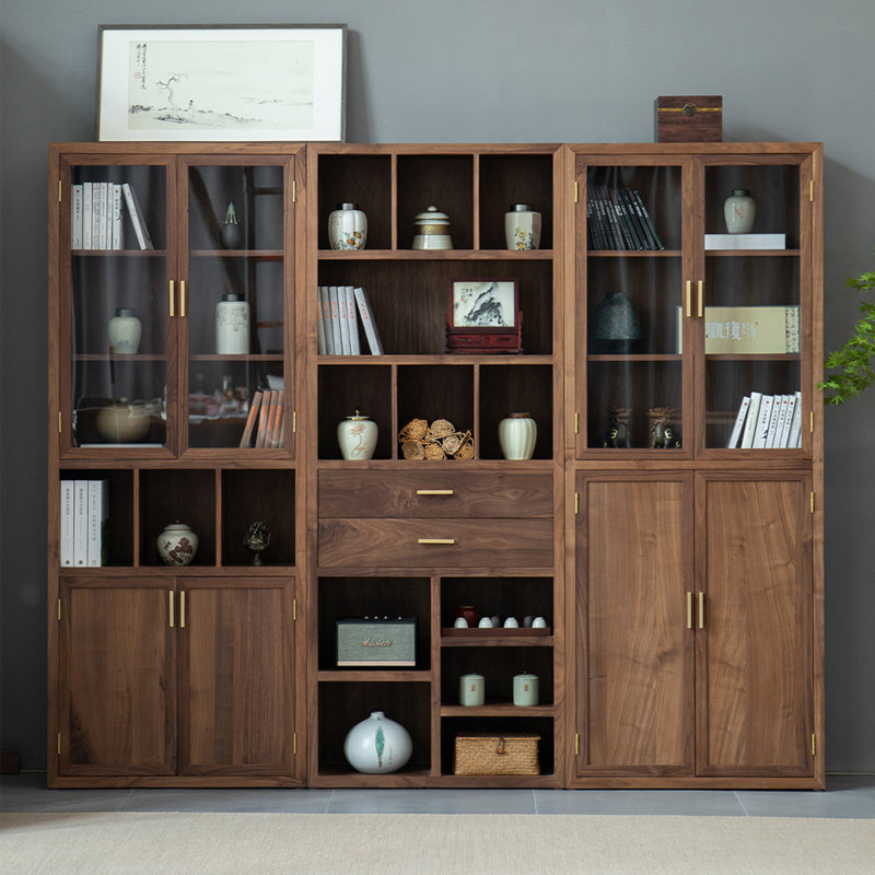 Nouvelle bibliothèque en bois chinois, Marron foncé