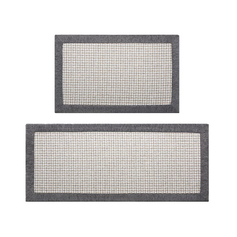 Ensemble de 2 tapis de cuisine antidérapants lavables, Gris
