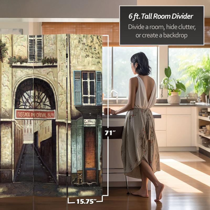 70.88" x 94" Double Sided French Cafe 6 Panel Room Divider, 6 Panels