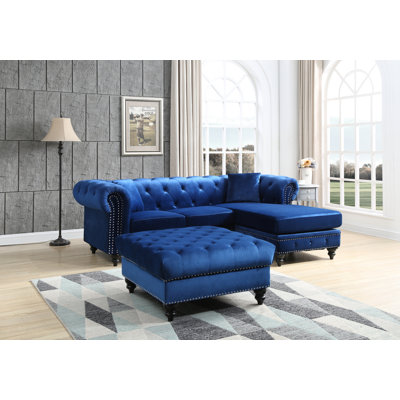 Blagdon Velvet L-Shaped Sectional Reversible