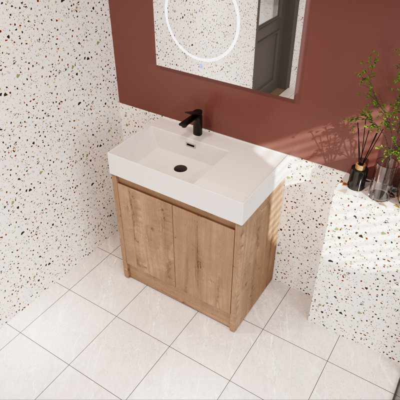 Ensemble de meuble-lavabo simple 29,84 po avec plateau en résine Yutika