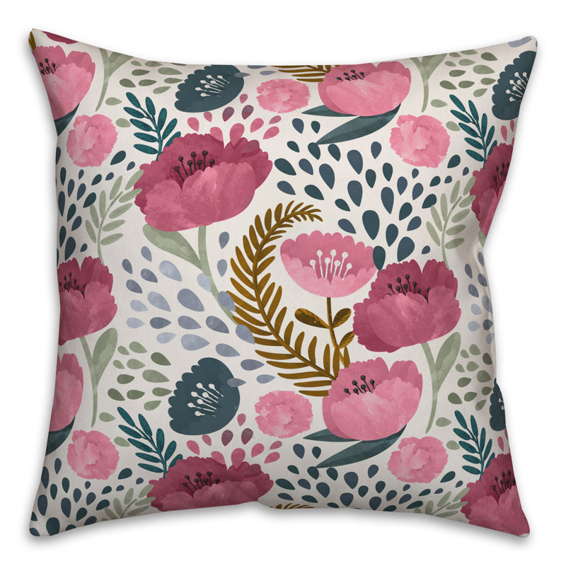 Housse de coussin Floral, 14 po x 20 po, Polyester/ Bourre en polyester