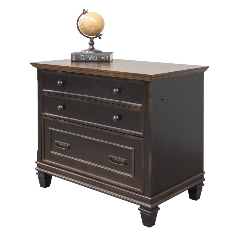 Sereda 36'' Wide 2 -Drawer File Cabinet, Black/Brown