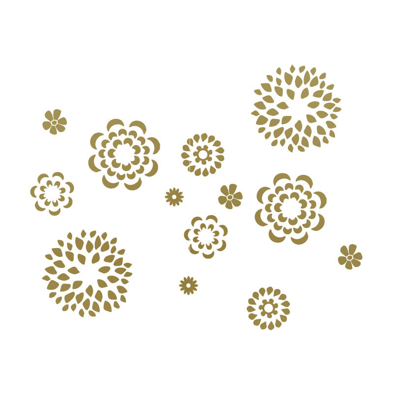 Adhésif décoratif motif floral, H 38 po x l 48 po x P 0,01 po, Or