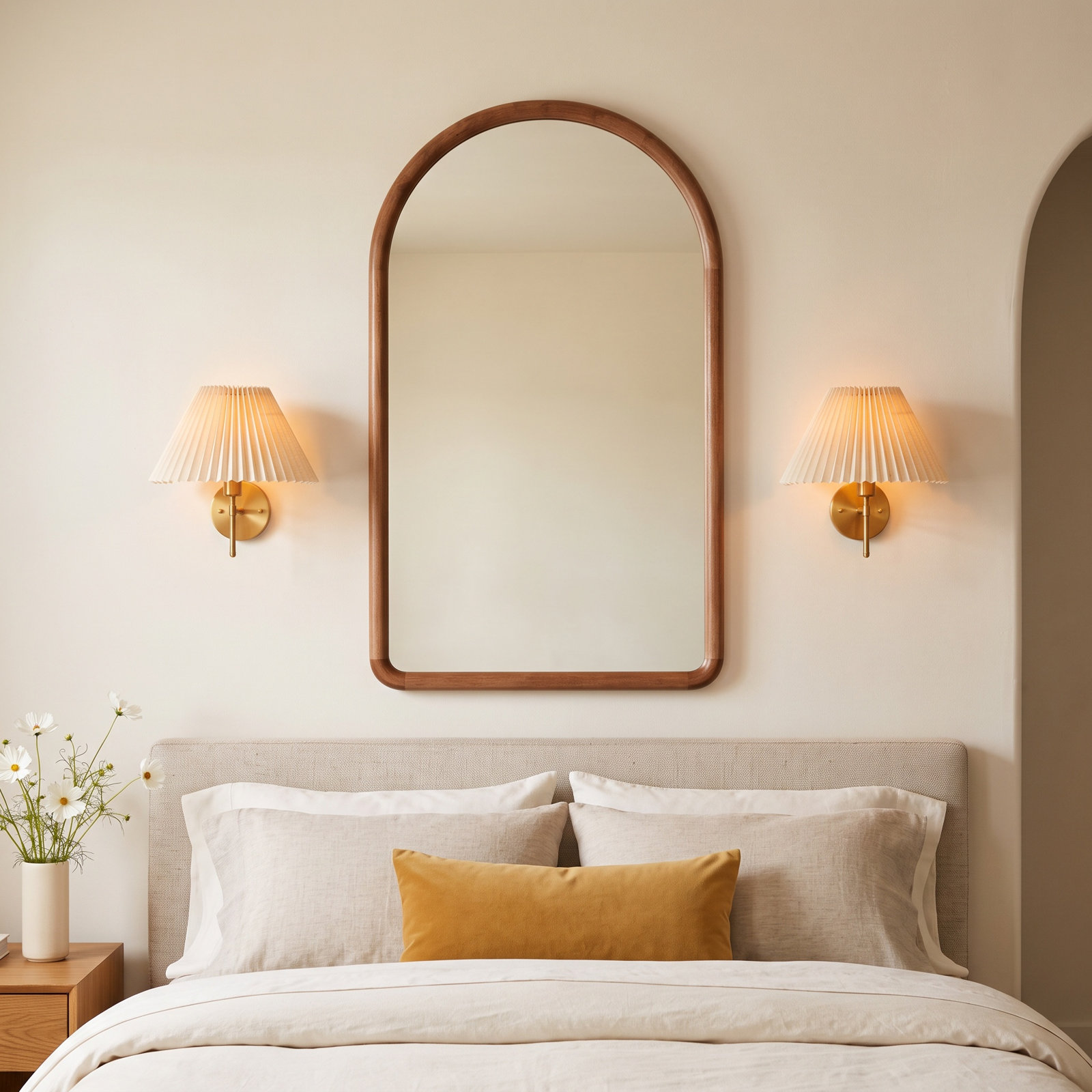 Brayson Wood Flat Mirror, Walnut Brown