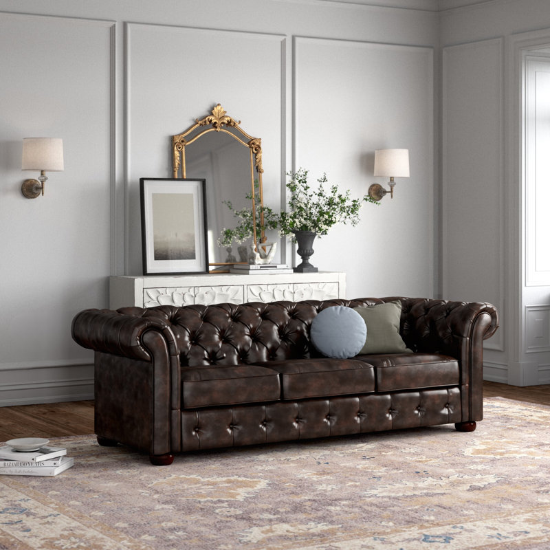 Dunn 91.34'' Faux Leather Sofa