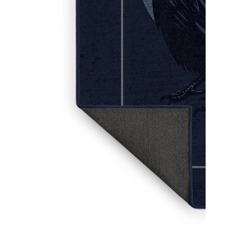 Soft Plush Fannin Halloween Modern & Contemporary Abstract Area Rug in Blue – Navy Binding, 8x12