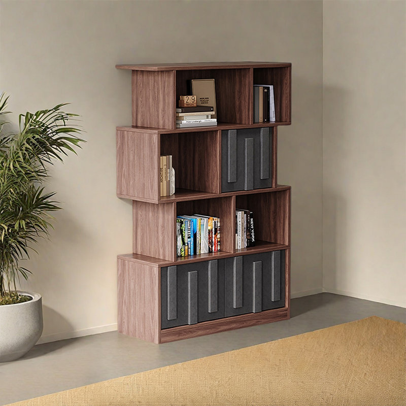 Majed, (3 Shelves) 57.09"H x 31.5"W x 13.78"D, Brown