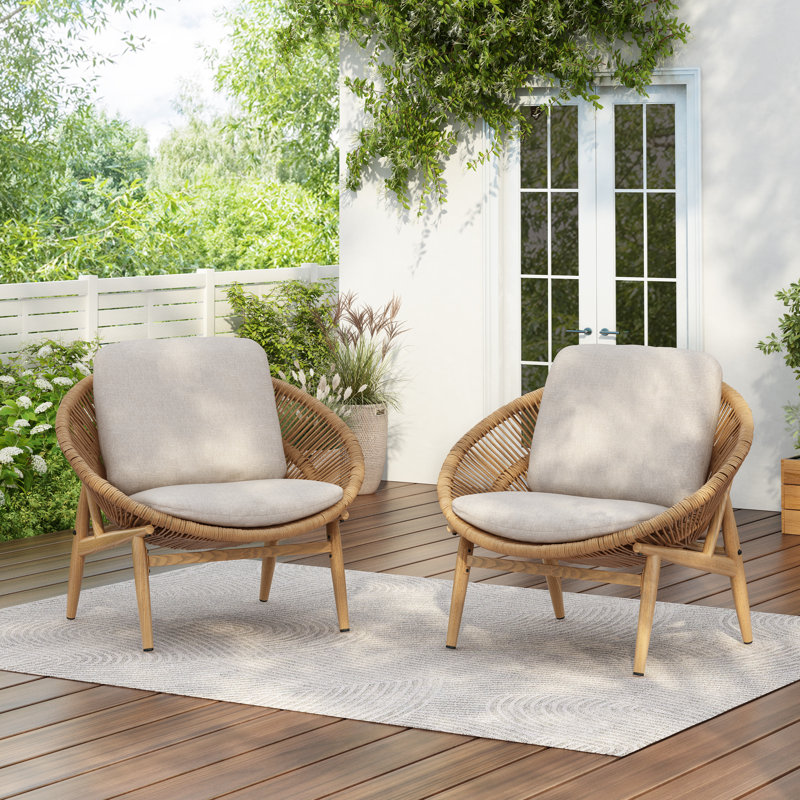 Chaise longue en rotin PE avec cadre et coussins en fer Ciprianna, Beige, Marron clair