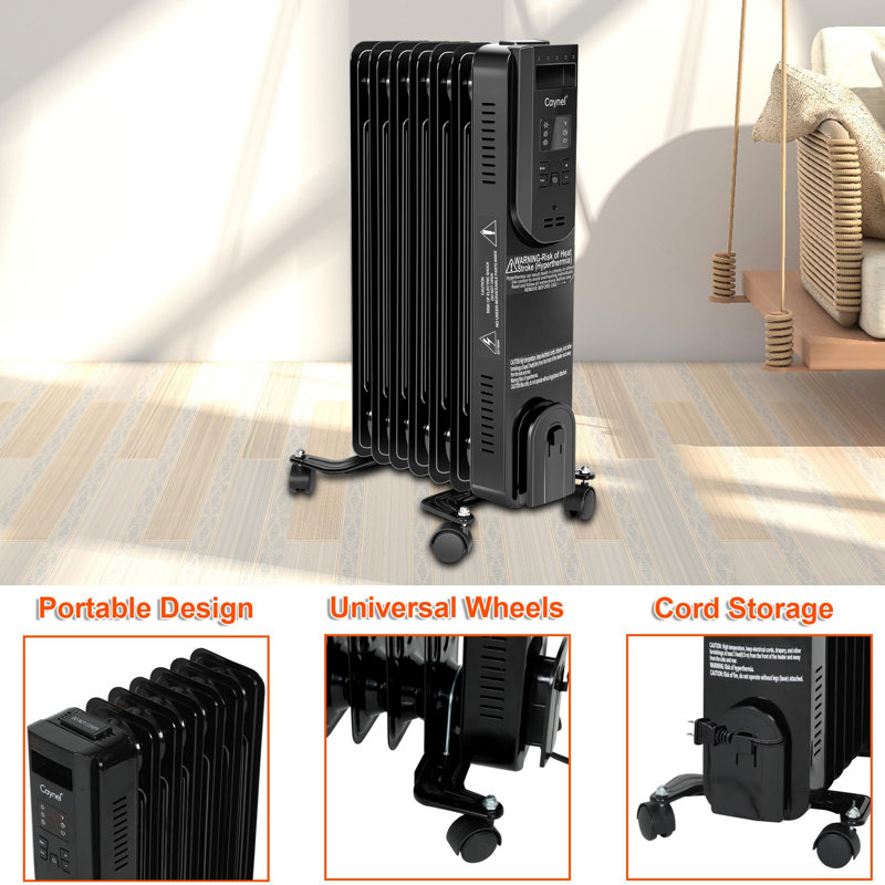 Radiateur électrique CAYNEL 1500 Watts avec thermostat réglable, télécommande incluse