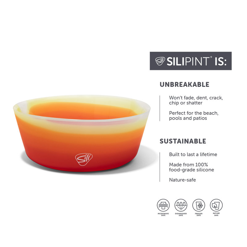Silipint: Squeeze-A-Bowl 18 oz: paquet de 2 - souci - bols en silicone incassables, lave-vaisselle-micro-ondes-congélateur-four, flexible, facile à saisir, antidérapant