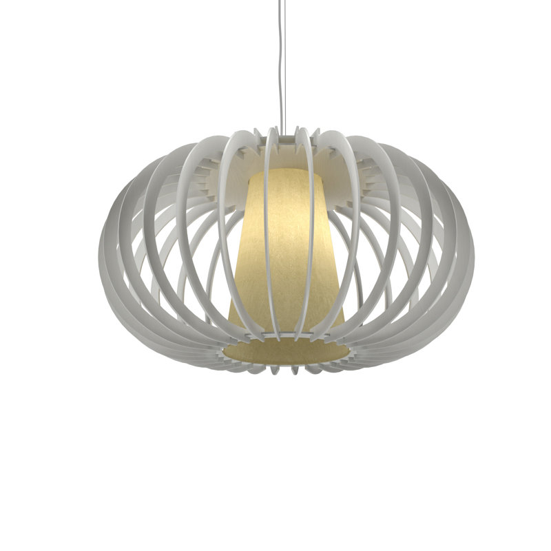 White Glass and Wood LED Pendant Light