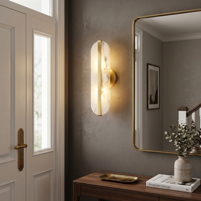 Applique murale moderne en albâtre naturel avec ampoules G9 à intensité variable à 2 lumières