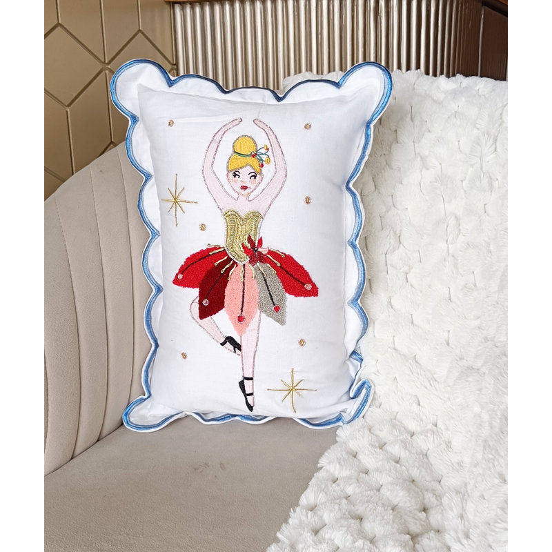 Coussin Vibhsa Ballerina Christmas 14 x 20, Rectangle H 14 po x l 20 po, Noël blanc