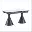 Table de salle à manger extensible à motif de marbre avec pieds fuselés noirs-131202828