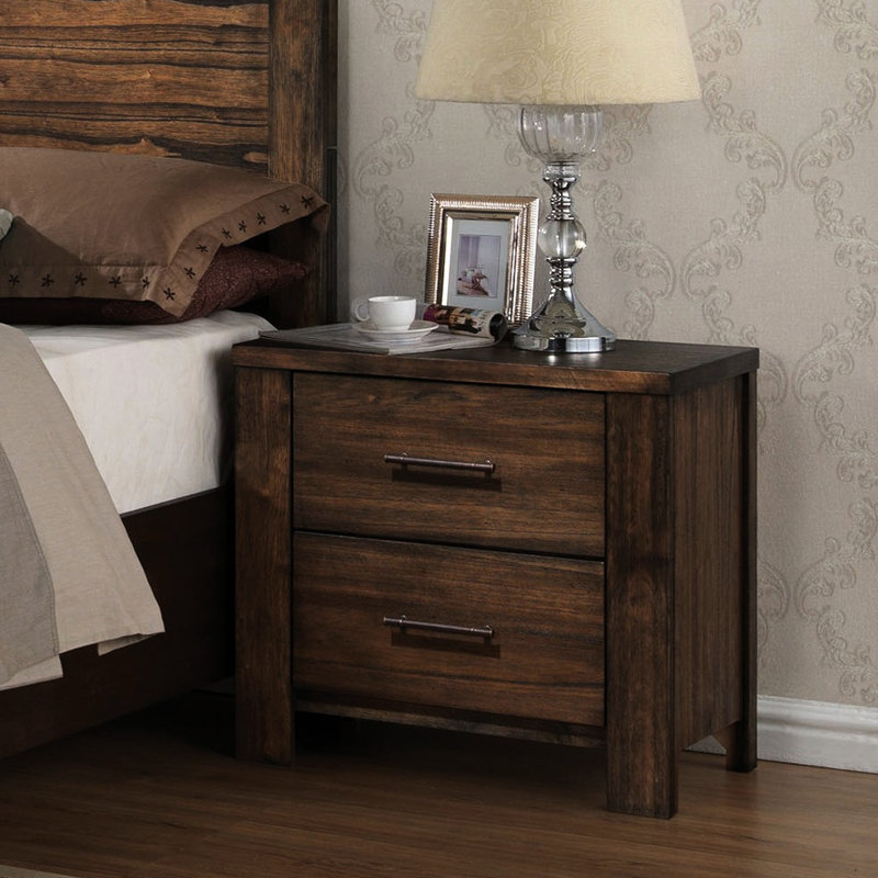Table de chevet en bois pour chambre à coucher avec 2 tiroirs, tiroirs en chêne à finition chêne pour captiver
