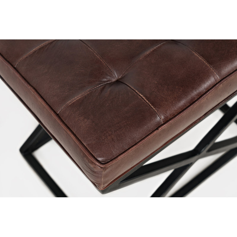 Pearson Upholstered Ottoman, Dark Sienna Top Grain Leather