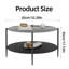 Table basse moderne Mid-Century avec plateau en verre + tablette de rangement en bois, structure en métal noir, conception ronde, peu encombrante, 32,28 pouces, table basse moderne transparente avec plateau en verre