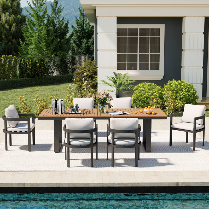 6 - Person Rectangular Outdoor Dining Set With Cushions, 6