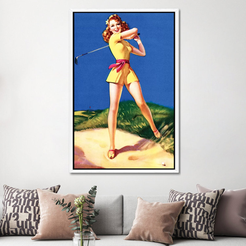 Plenty On The Ball Pin-Up - Print on Canvas, White Framed, 101.6 cm H x 66.04 cm W x 1.91 cm D