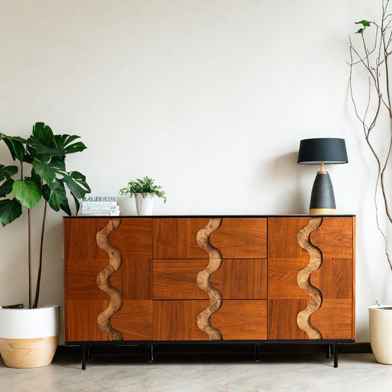 Armoire d'entrée Mid-Century, Orange, H 33,1 po x l 59,1 po x P 15,7 po