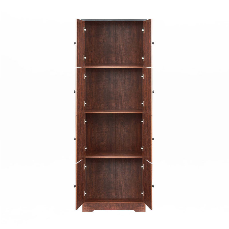 Grande armoire de rangement avec 8 portes et 4 tablettes, Noyer