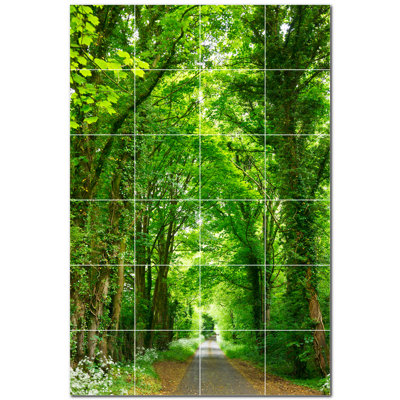 Trees Photo 8'' x 8'' Satin Ceramic Decorative Mural