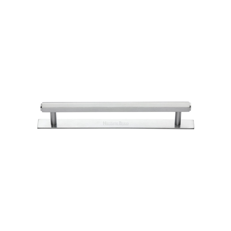 Heritage Brass Heritage Cabinet Pull Hexagonal Design with Plate, 9.6cm, Satin Chrome