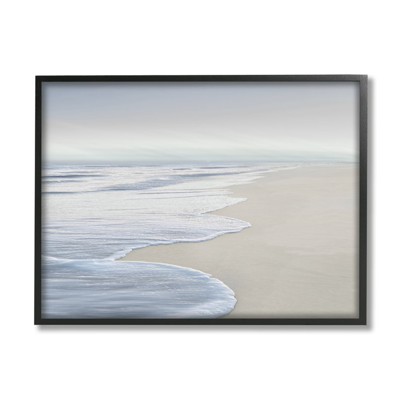 «Foamy Beach Waves» par Maggie Olsen, Giclée encadrée noir minuit, H 11 po x l 14 po x P 1,5 po