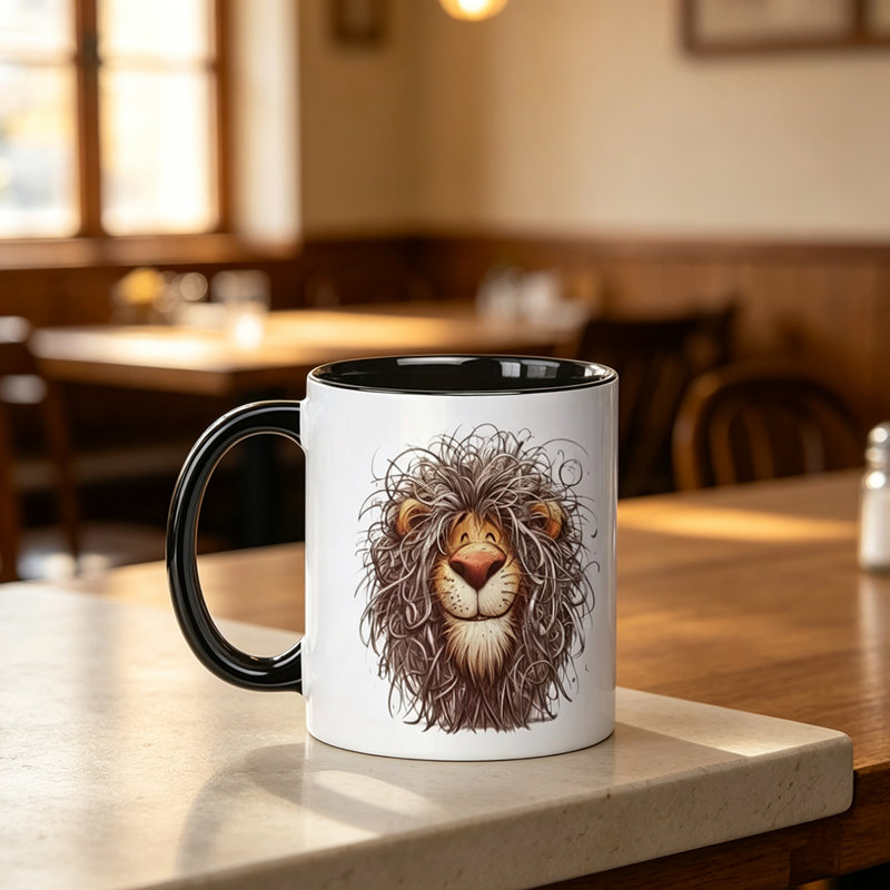 1pc Novelty Lion Face Mug Coffee Cup Juice Cup Fun Gift.