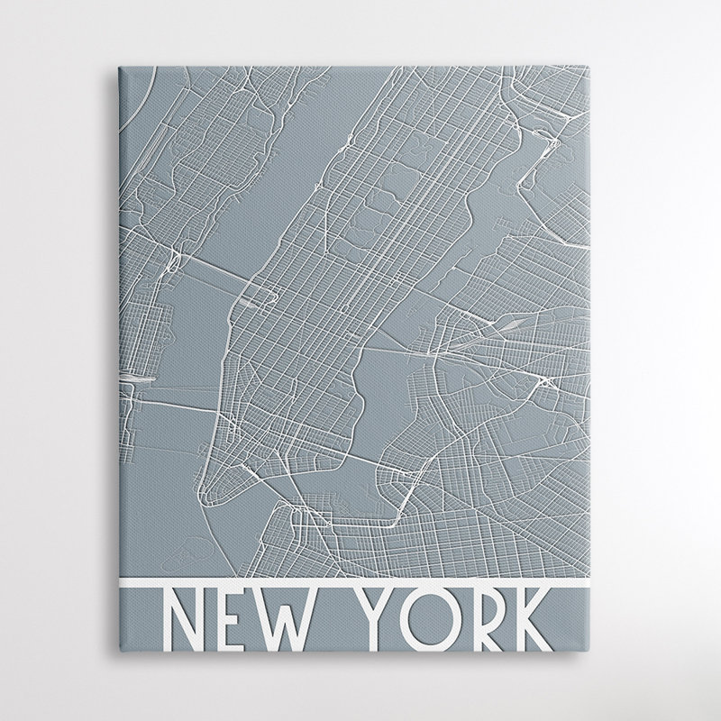 New York Transport Road Grid State Street par Daphne Polselli, H 20 po x l 16 po x P 1,5 po, Toile tendue