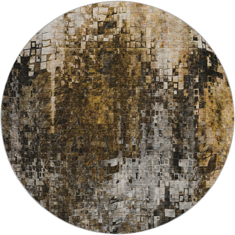 Tapis à poils longs de qualité supérieure lavable à la machine Dream, Brown, 8' Round